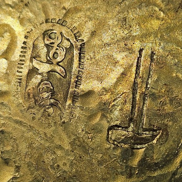 Vintage Judaic Jewish Plate Trinket Brass Star Floral Ornate Engraved Israel 10" - Picture 5 of 9